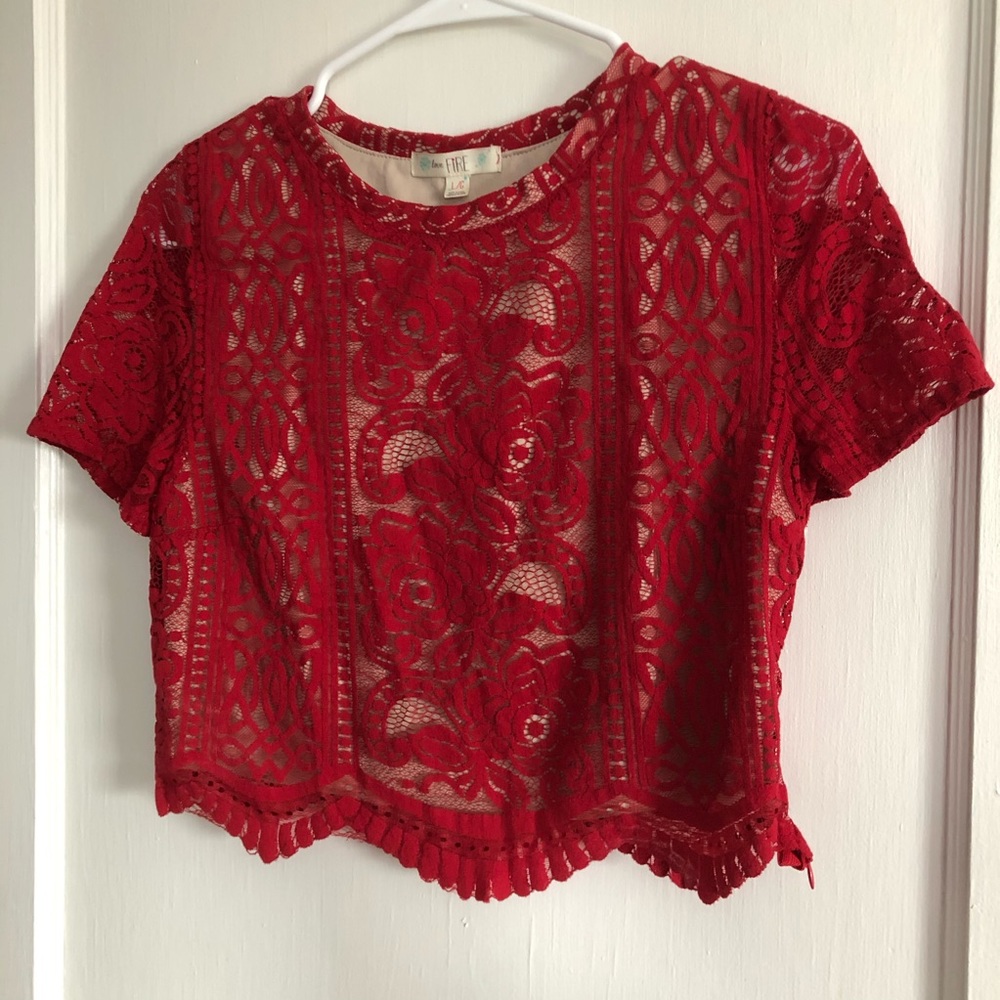 Red Laced Crop Top